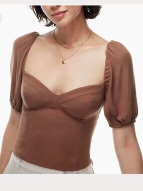 Wilfred Aritzia Novella Short Sleeve Blouse Size S
